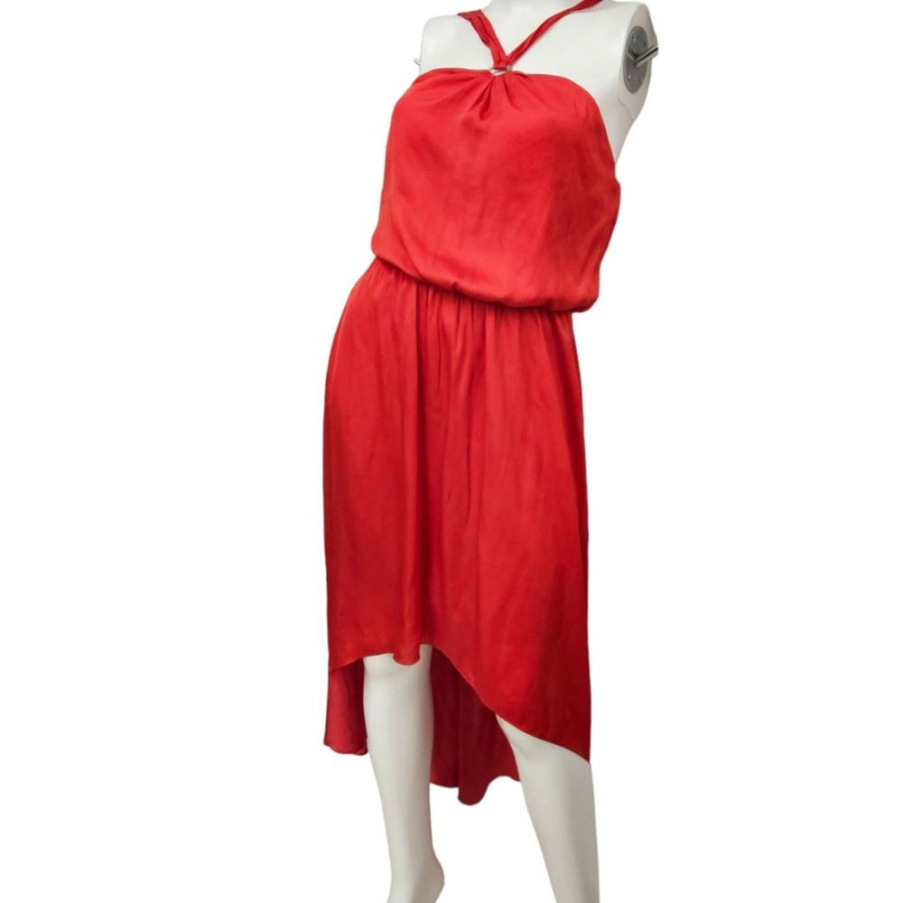 White House Black Market Red Blouson Halter Dress 2